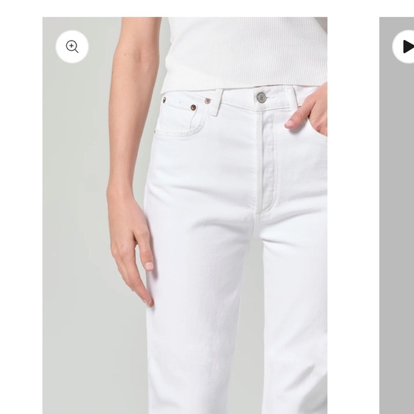 AGOLDE RILEY HIGH RISE STRAIGHT CROP (STRETCH) JEAN IN SOUR CREAM - Picture 1 of 10